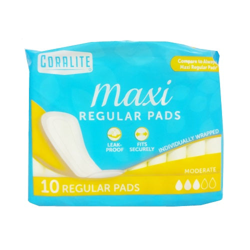 coralite maxi pads reg 10ct n- wings -- 24 per case