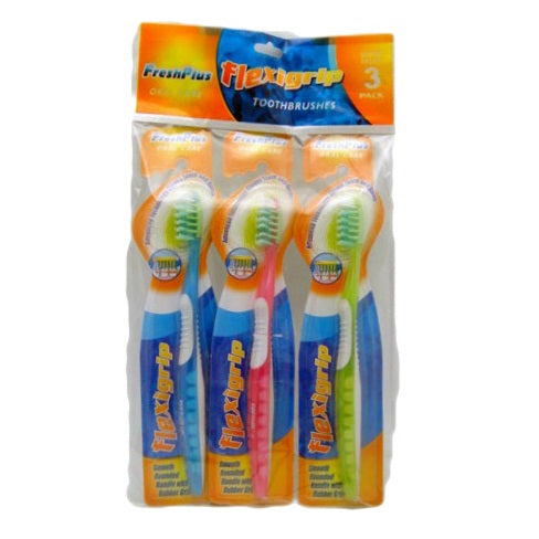 toothbrushes 3pk flexi grip fresh plus -- 12 per box