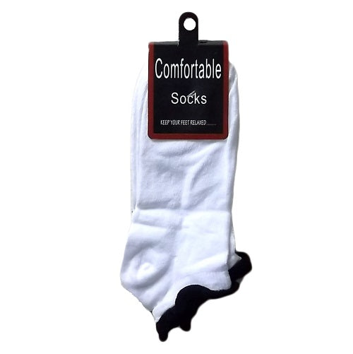 socks low cut 9-11 white w- black 2pk -- 6 per box