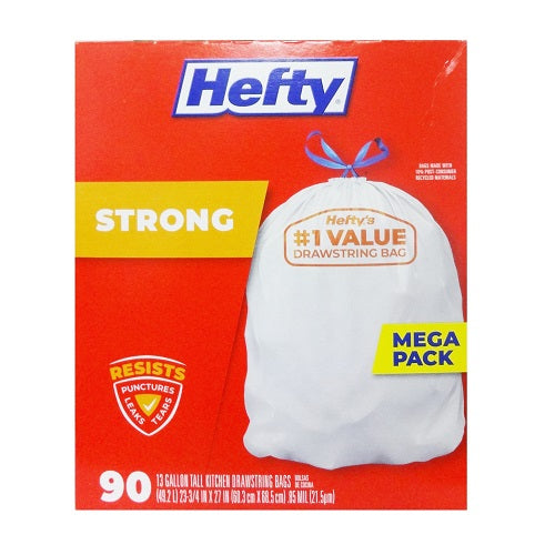 hefty kitchen bags 90ct 13 gl strong -- 3 per case