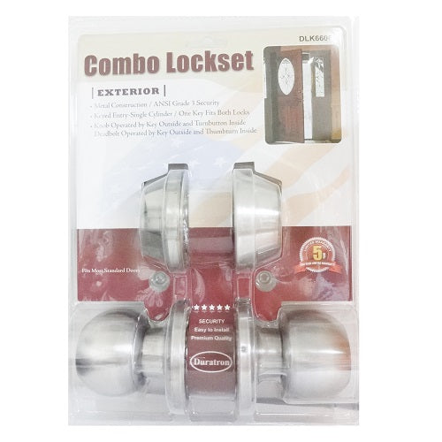 door combo lock set silver w-4 keys -- 6 per box