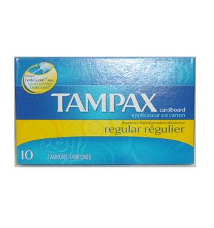 tampax tampons regular 10ct cardboard -- 12 per box