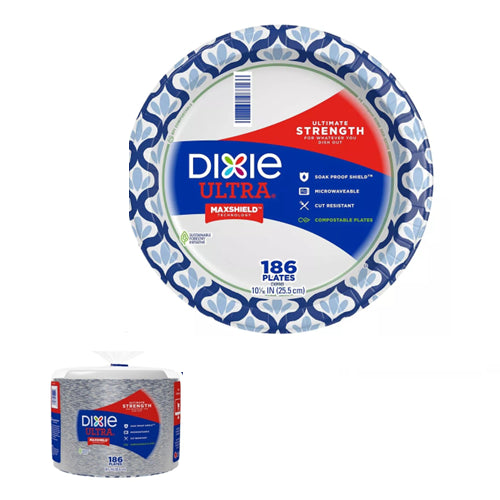 dixie paper plates 186ct 10.1-16in -- 4 per case