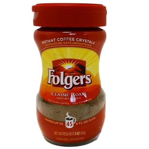 folgers instant coffee 3oz reg -- 12 per case