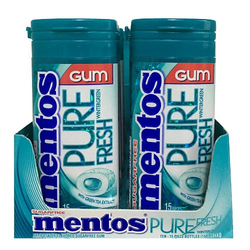 mentos gum bottles 15pc wintergreen -- 10 per box