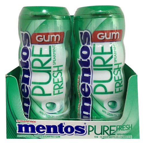 mentos gum bottles 15 pc spearmint -- 10 per box