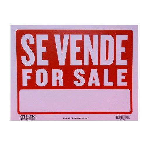 sign se vende - for sale 9 x 12in -- 24 per box