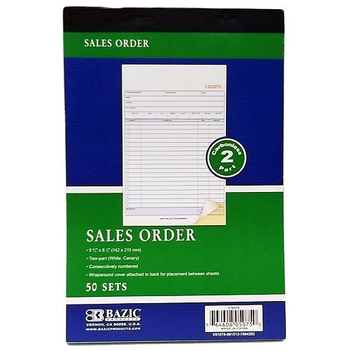 sales order 50 sets 2 part carbonless -- 24 per box