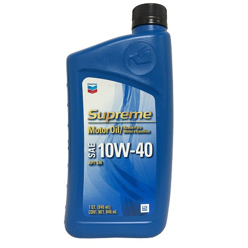 chevron supreme motor oil 10w-40 1qt -- 12 per case