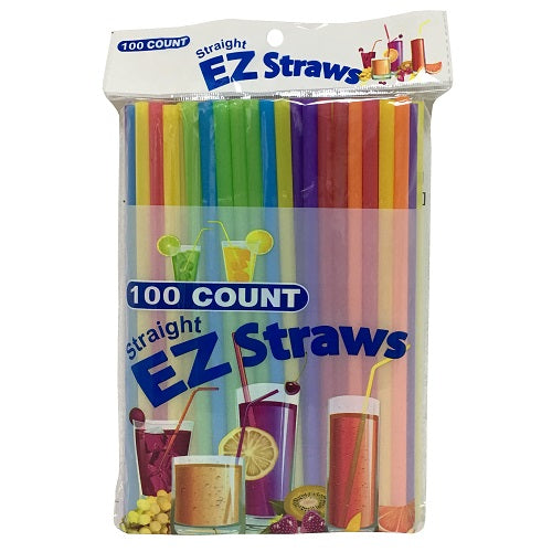 ez drinking straws 100ct asst clrs -- 48 per box