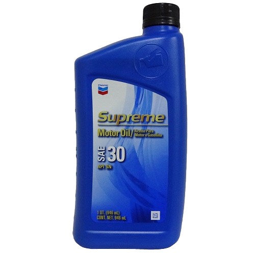 chevron supreme motor oil sae 30 1qt -- 6 per case