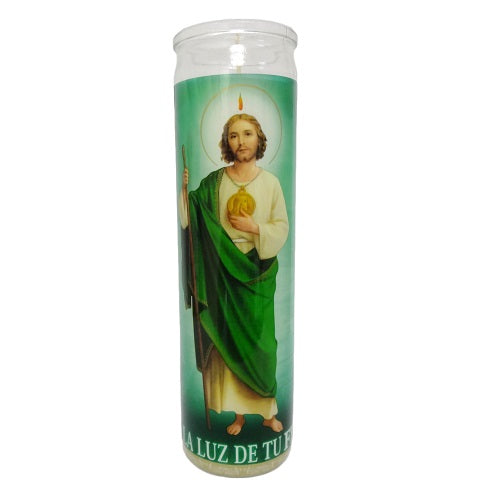 candle 8in san judas tadeo white -- 12 per case