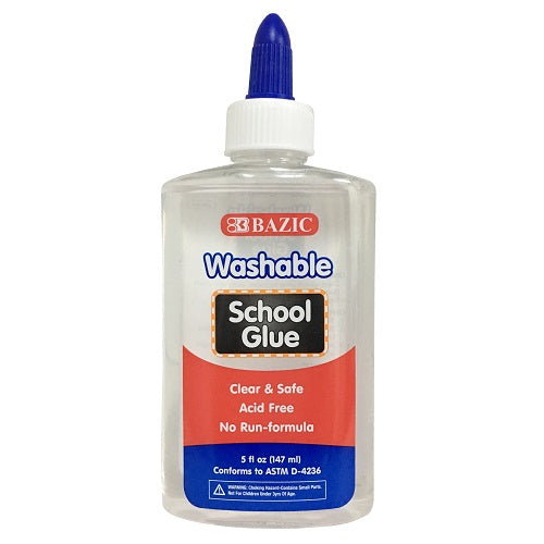 washable school glue 5oz clear -- 12 per box