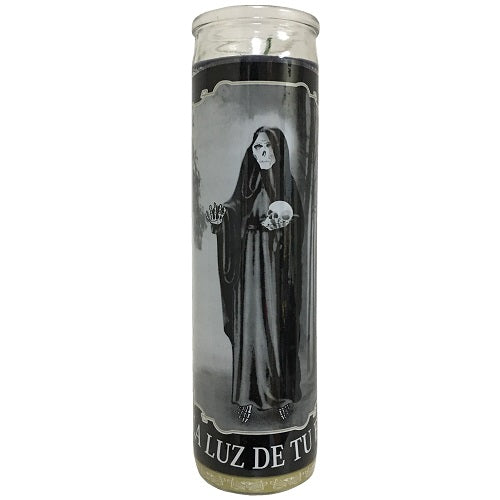 candle 8in black santa muerte -- 12 per case