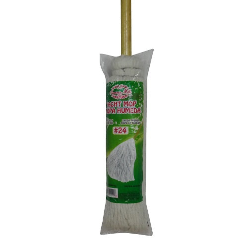 cotton mop w- stick 24 -- 12 per case