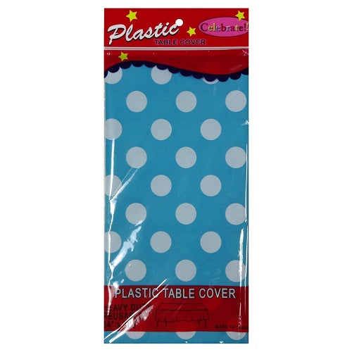 table cover 54 x 108in polka dot turquoi -- 12 per box