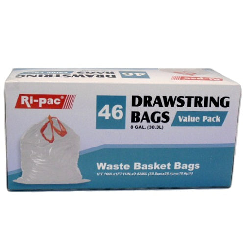 ri- pac wastebasket bags 46ct 8gl -- 12 per case