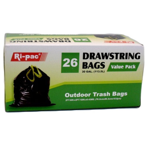 ri- pac outdoor trash bags 26ct 30gl -- 12 per case