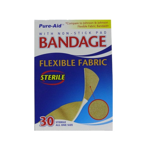 pure- aid bandage 30ct flex fabric -- 48 per case