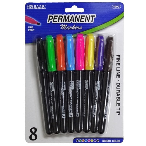 permanent markers fine line 8ct asst -- 24 per box