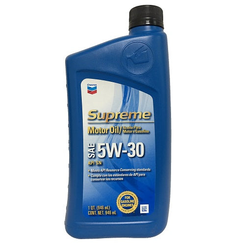 chevron supreme motor oil 5w-30 1qt -- 12 per case