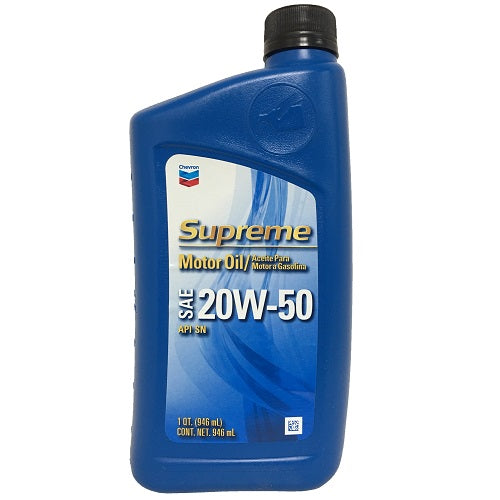 chevron supreme motor oil 20w-50 1qr -- 12 per case