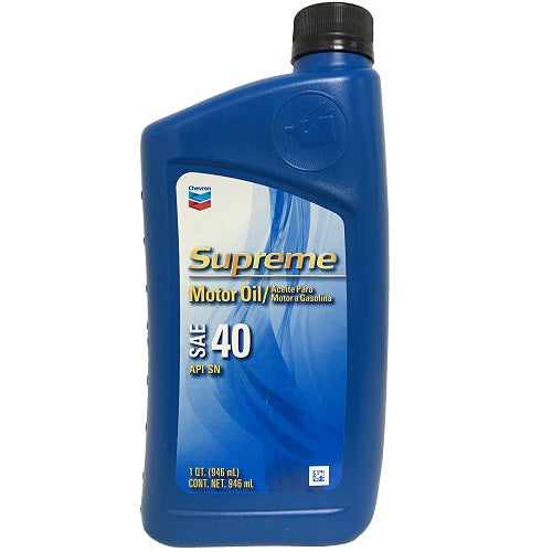 chevron supreme motor oil sae 40 1qt -- 6 per case