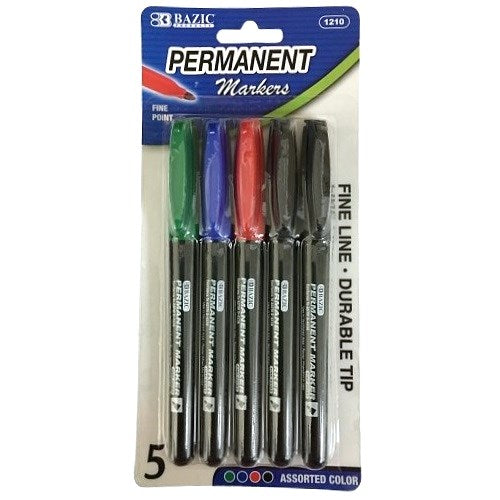 permanent markers 5pk fine line asst clr -- 24 per box