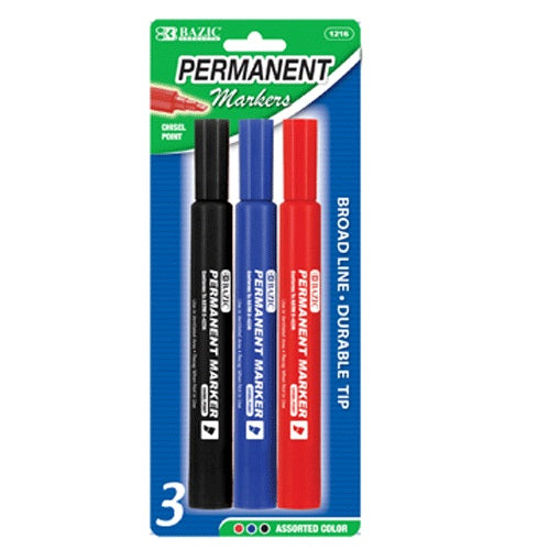 permanent markers 3pk asst clrs jumbo -- 24 per box