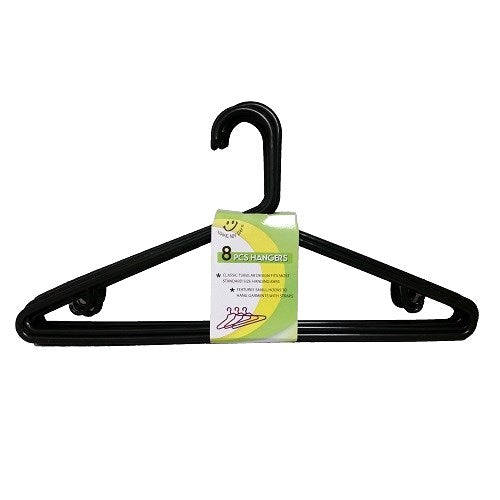 hangers plastic 8pk black -- 38 per case