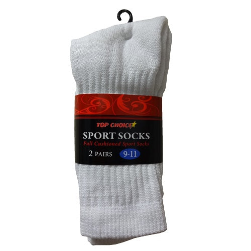 crew socks 2pk 9-11 white -- 12 per box