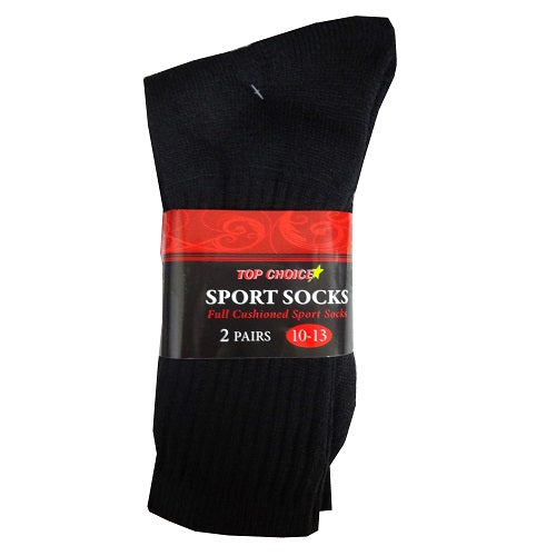 crew sport socks 2pk 10-13 black -- 12 per box