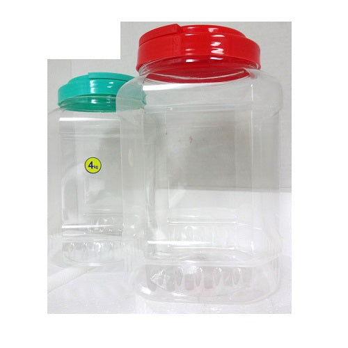 plastic container square jar red lid -- 12 per box