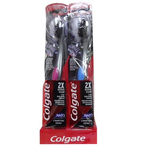 colgate toothbrush 360 charcoal black -- 12 per box