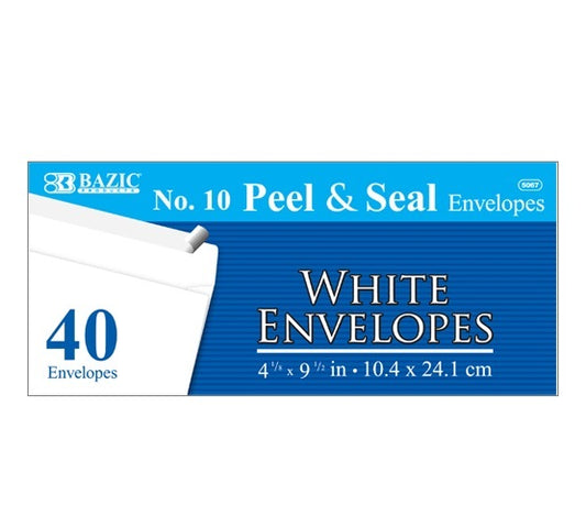 envelopes 40ct 10 white peel seal -- 24 per case