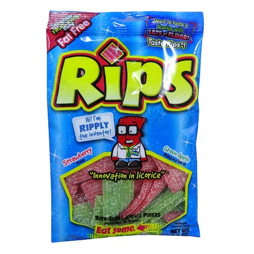 rips licorice candy 3.5oz straw- grn app -- 12 per case