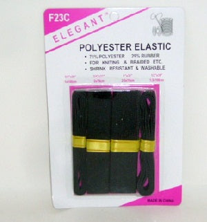 polyester elastic black asst sizes -- 24 per box