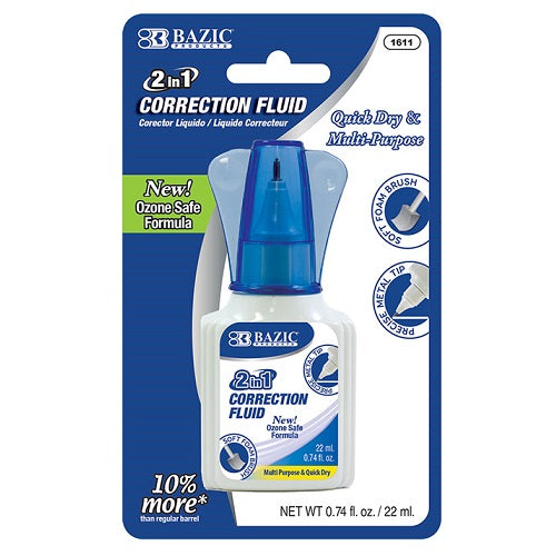 correction fluid 2 in 1 bottle 22ml -- 24 per box