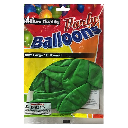 party balloons 10ct lg 12in green -- 12 per box