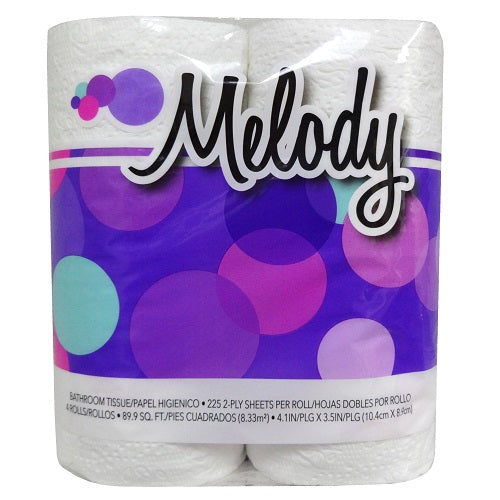 melody bath tissue 4pk 225ct 2ply -- 24 per case