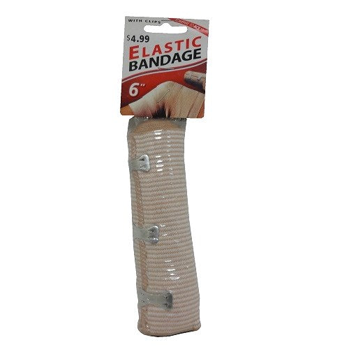 elastic bandage 6in w- clips -- 36 per case