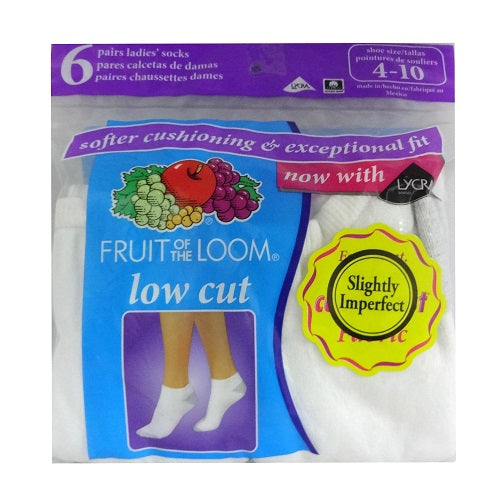 fruit o.t lm socks 4-10 6pk low cut -- 10 per box