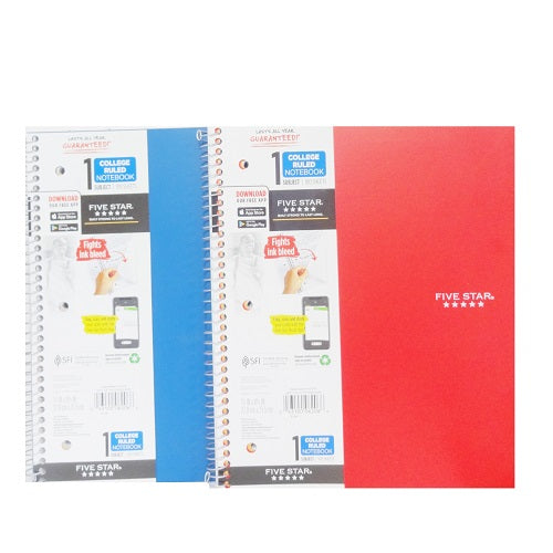 five star notebook 1 subj 100ct cr -- 12 per case