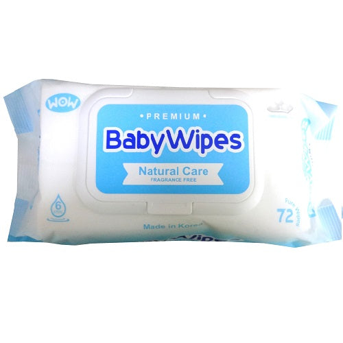 wow baby wipes 72ct natural care blue -- 12 per case