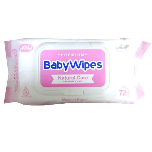 wow baby wipes 72ct natural care pink -- 12 per case