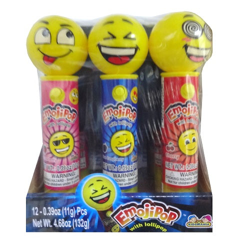 emoji pop w- lollipop 0.39oz asst -- 12 per box