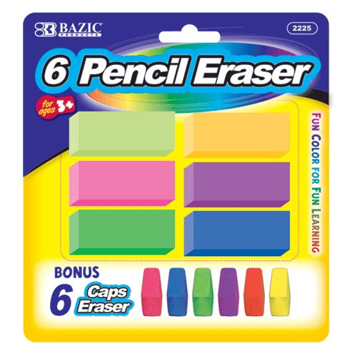 erasers 12pc neon asst clrs -- 24 per box