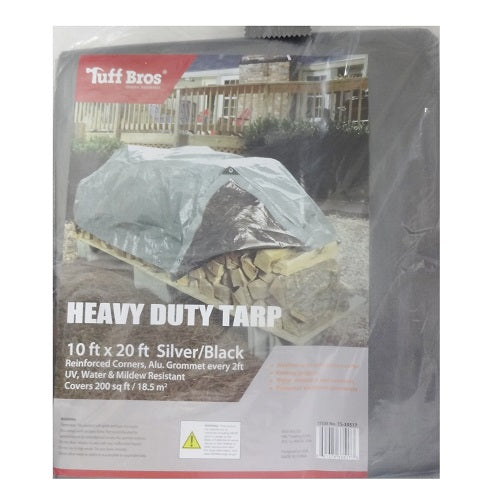 tuff bros tarp 10x20ft hd silver- black -- 6 per case