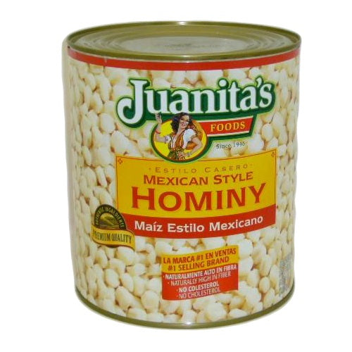 juanitas hominy 110oz mexican style -- 6 per case