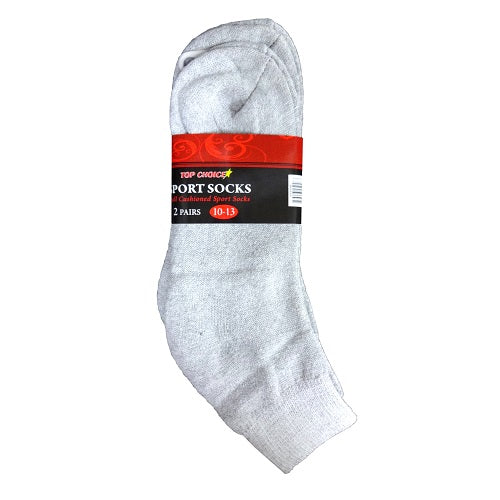 ankle socks 2pk 10-13 gray -- 12 per box